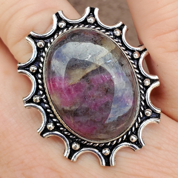 New Natural Pink Tourmaline 13 Moon 925 Silver Ring. - Picture 14 of 16